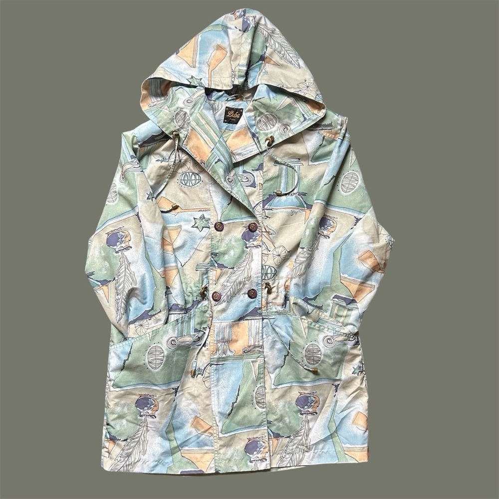 Vintage 90s Luba AOP Cinch Waist Hooded Jacket Oversized Large